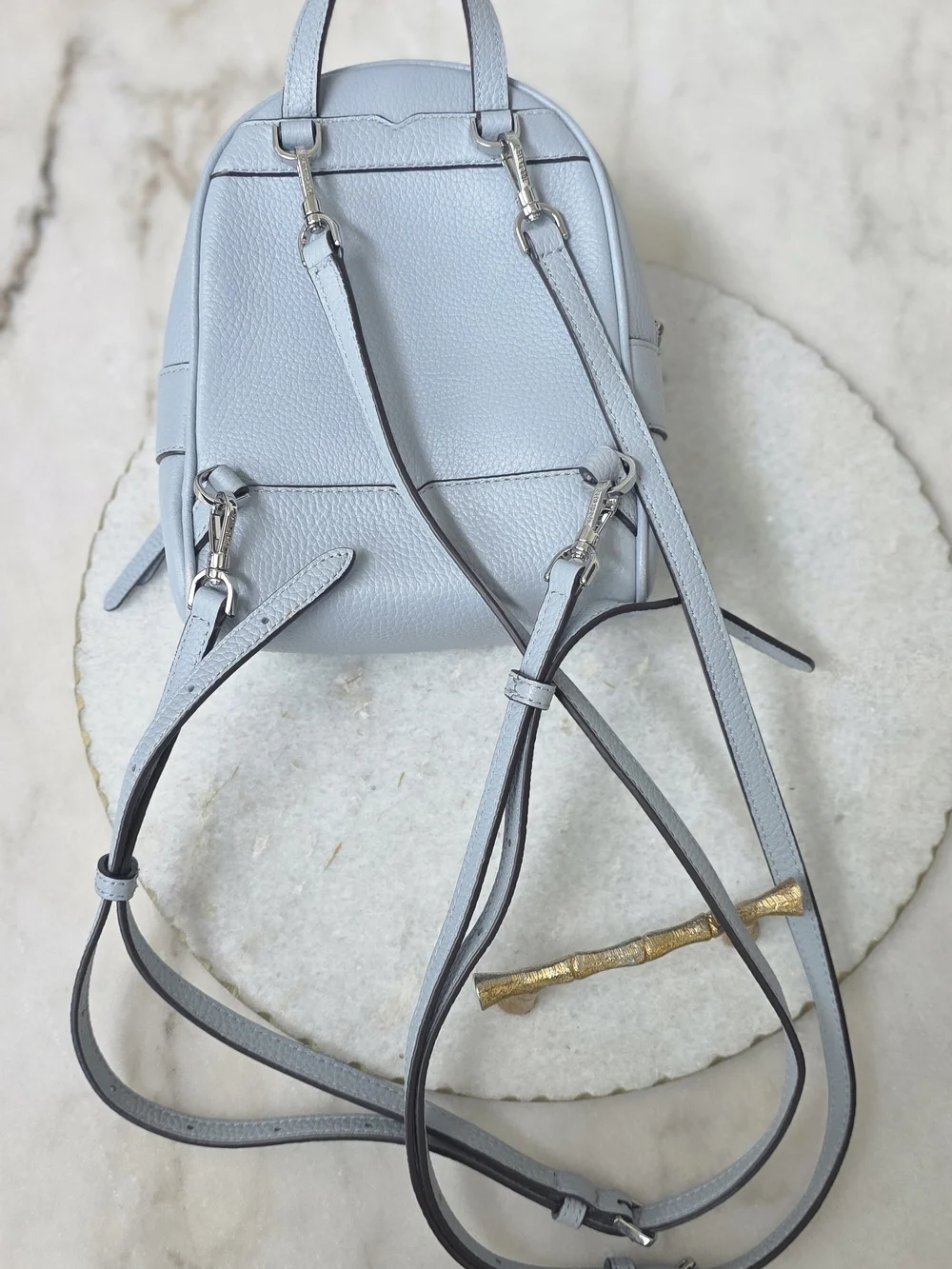 Kate Spade New York Karina Mini Convertible Backpack Powder Blue Pebbled Leather